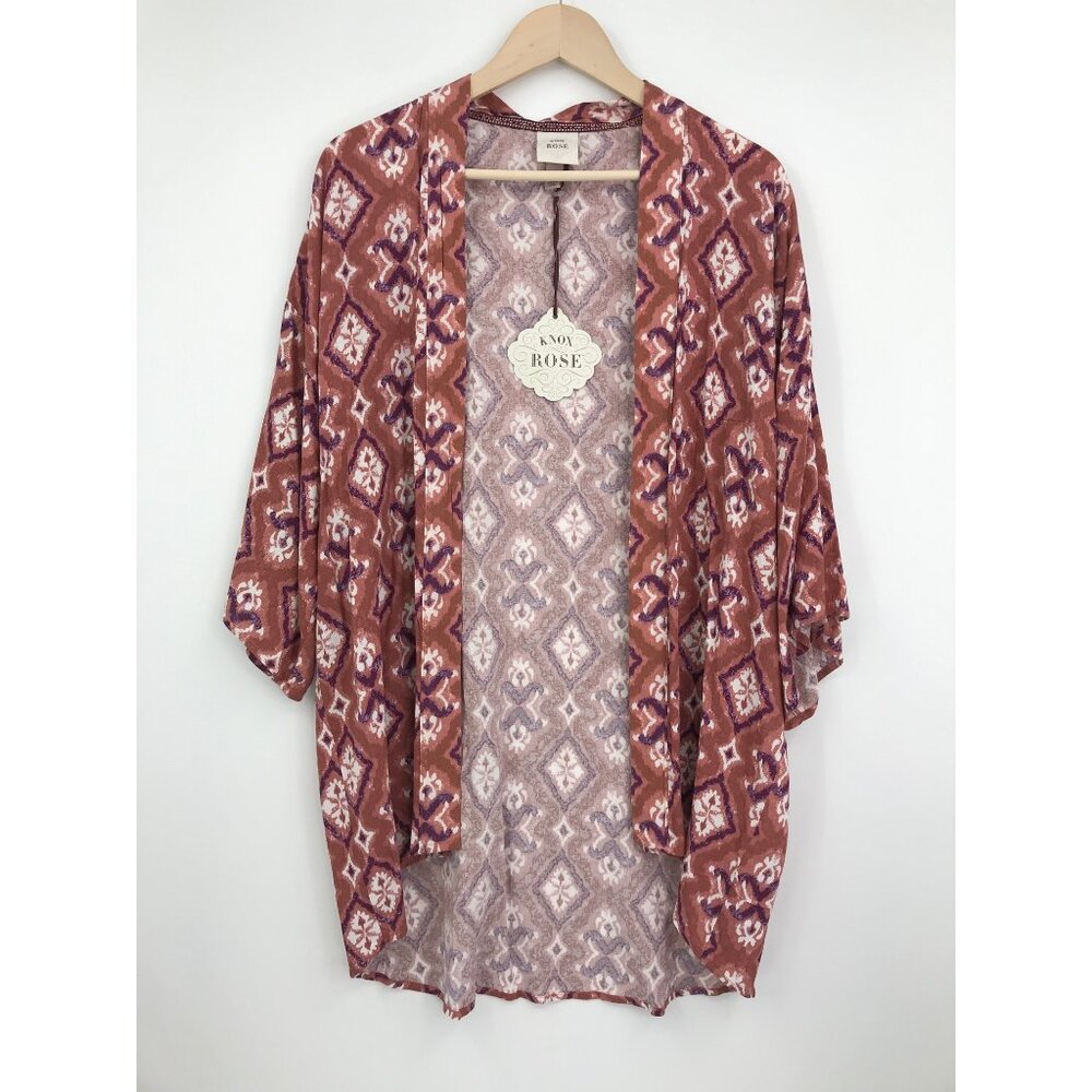 Knox Rose Cognac Paisley Duster Cardigan Kimono XS-Small NEW